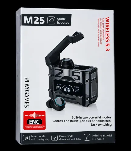 Fone Bluetooth M25 Gamer TWS Sem Fio Wireless 5.3 - Novo e Lacrado