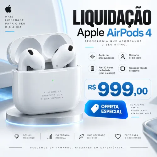 Apple AirPods 4 com ANC Original - Novo
