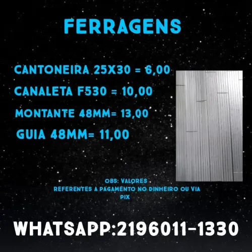 Ferragens para sistema Drywall de construção