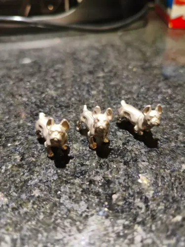 Cachorros de chumbo BullDog Frances raridade colecionador decoração 