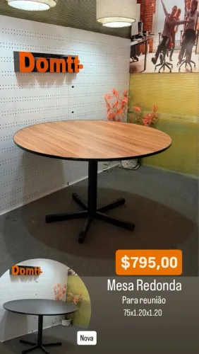 Mesa de escritório para reunião redonda 4 cadeiras