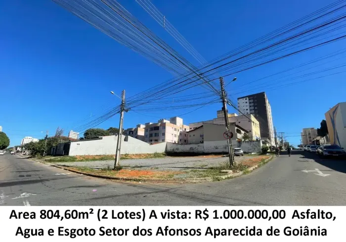 Leia a descrição: Area 804,60m² (Asfalto, Agua e Esgoto) Setor dos Afonsos