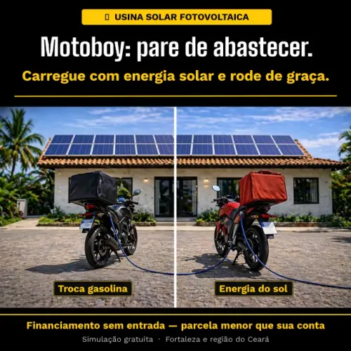 Energia Solar para usar para abastecer moto urber - 99 - Ifood Economize até R$ 1200