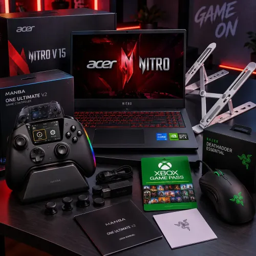 KIT GAMER Acer Nitro V15 RTX 3050 6GB + 16GB + Manba One V2 + Razer