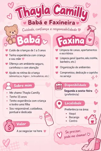 TRABALHO COMO BABÁ E FAXINEIRA