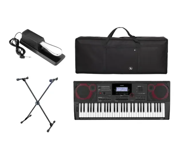 KIT TECLADO ARRANJADOR CASIO CT-X5000+SUPORTE+PEDAL+CAPA ACOLCHOADA
