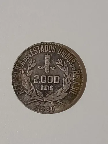 Moeda Rara 2000 Réis 1930 Prata - Efígie da República (Mocinha) - Ótimo Estado