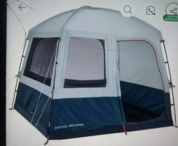 Barracha quechua, novíssima, para 6 pessoas com  2,15 de altura x 2,50 lar x 2,50 compr.