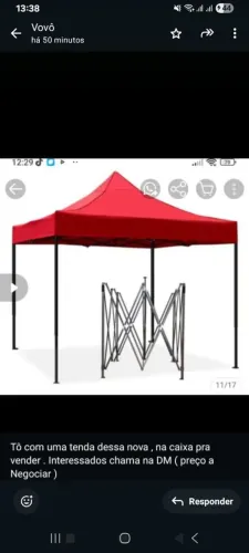 Tenda nova na cx lona vermelha , 550$ 