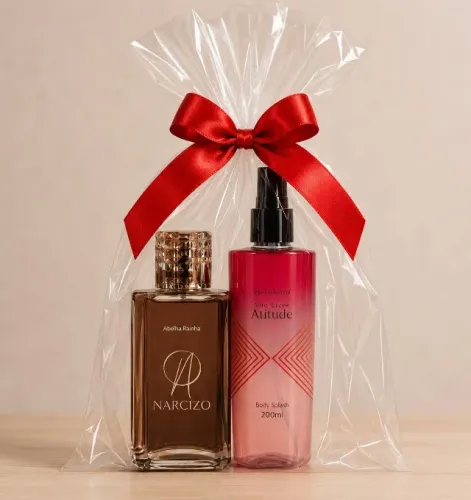 KIT com perfume Narciso masculino + Body Splash Atitude - abelha rainha