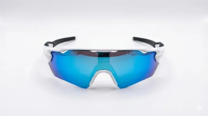 Óculos Esportivo Ciclismo e Corrida - Branco Lente Azul (Novo)