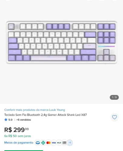 Teclado Mecânico Gamer Attack Shark X87 RGB Tri-Mode