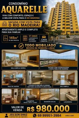 OPORTUNIDADE!!! APARTAMENTO TODO MOBILIADO NO AQUARELLE