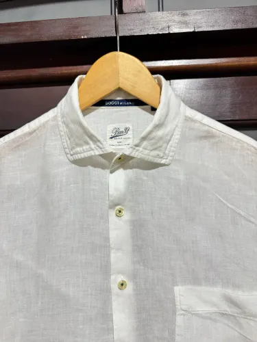 camisa boggi milano linho branca