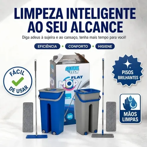 MOP FLAT INOX CLEAN TECH BALDE 5LITROS CABO EXTENSIVEL(OBS)PRODUTO NOVA NA CAIXA LACRADO.