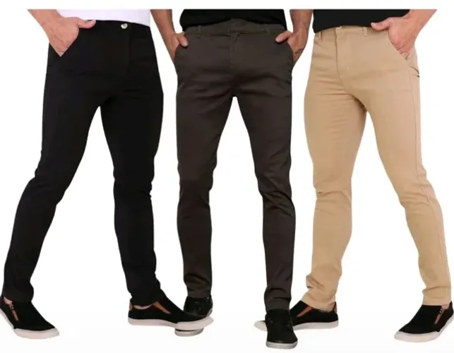 Calças Sarja Masculina Alfaiataria Esporte Fino Bolso Embutido