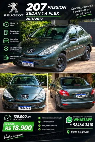 Peugeot 207 Sedan Passion XR 1.4 Flex 8V 4P 2012