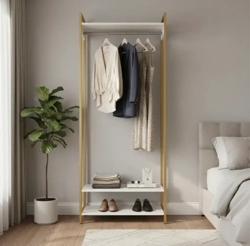 Closet Aberto com Cabideiro e 2 Prateleira