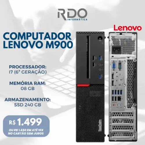 Computador Lenovo M900 i7 6ª Geração 8GB SSD 240GB Desktop - Ideal para uso profissional