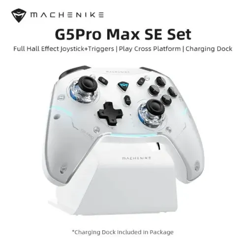 Controle Machenike G5Pro Max SE Hall Effect 1000Hz RGB com Dock e Tri-Mode, Bluetooth 2.4G