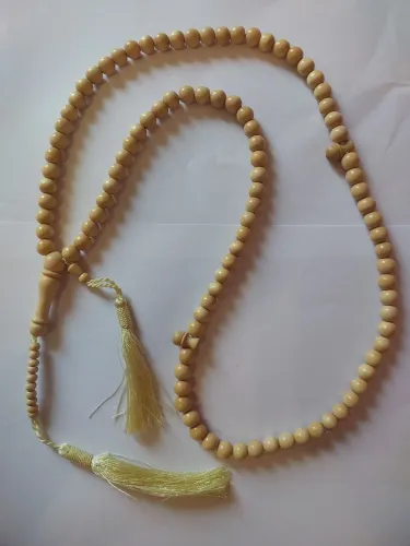 Terço Para Oração. Masbaha, Tasbih. 99 contas, madeira Marfim, Importado do Oriente Médio.
