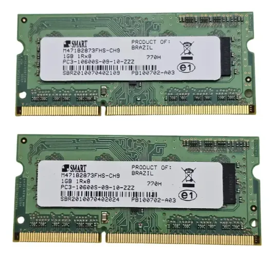 BSV260016 Memoria Notebook 1gb Ddr3 Pc3-10600s 1333mhz Hp 1rx8 (par)