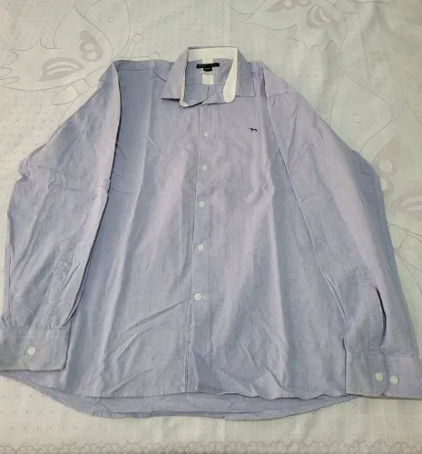 Camisa masculina manga longa cinza azulada nova- tamanho 6/EGG