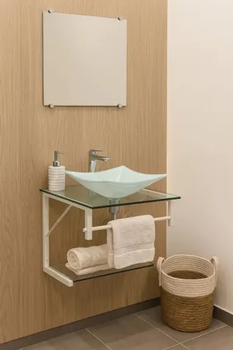 Kit lavatório de vidro para banheiro