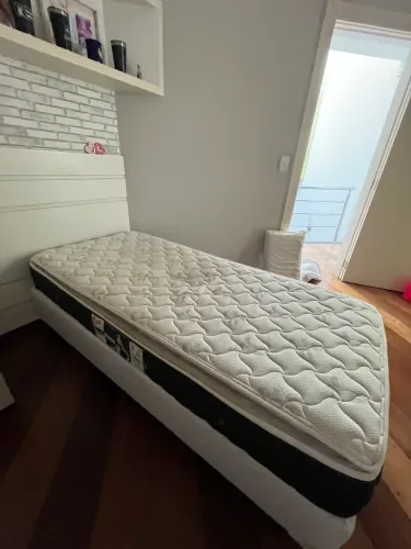 Cama Box Solteiro - Colchão Castor Black & White 