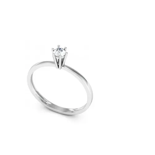 Anel Solitário Compromisso / Namoro Feminino Zircônia 4 mm Redondo Prata 950