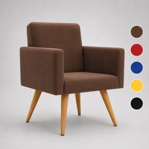 Poltrona Larissa Suede Pés Palito Castanho D'Rossi