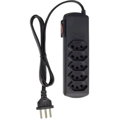 Filtro de Linha 5 Tomadas Slim Bivolt 0,8 m Preto - Force Line