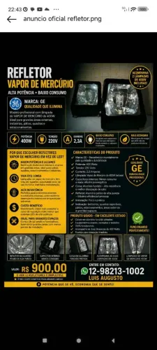 Refletor vapor de mercúrio 400w