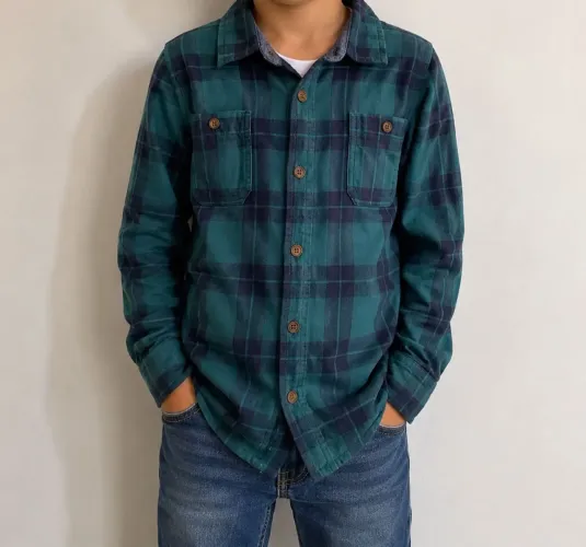 Camisa xadrez infantil 100% algodão