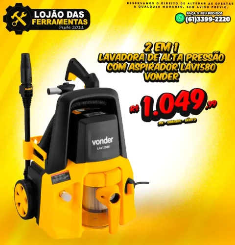 Lavadora de Alta Pressão Com Aspirador 2 em 1 Lav1580 Vonder