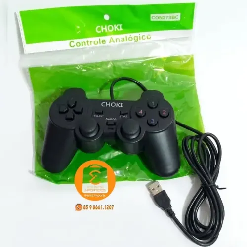 Joystick Controle Gamer Analógico com fio USB para Computador, Notebook, PC, TV etc