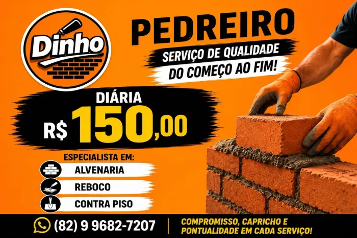 Pedreiro disponível para trabalhar 