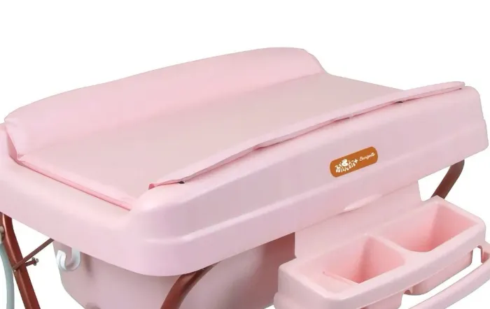 Banheira Burigotto Millenia rosa com trocador e redutor