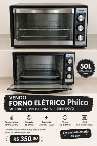 Forno Elétrico Philco 50L - Semi-novo (ótimo estado)