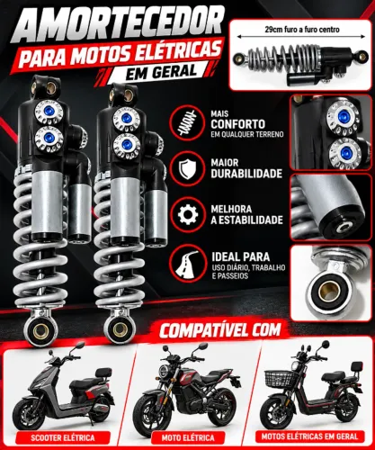 PAR DE AMORTECEDOR TRASEIRO ORIGINAL PARA MOTO ELÉTRICA E AUTOPROPOLIDO