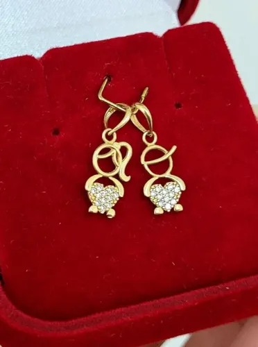 Conjunto Pingentes Filhos coração Zircônias Ouro 18k 