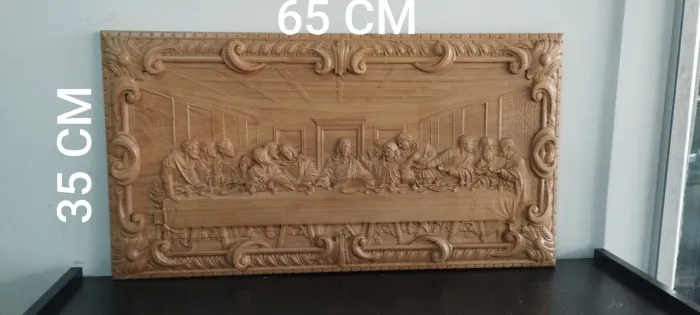 QUADRO SANTA CEIA MADEIRA 65X35 CM