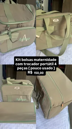 Kit 4 peças bolsas maternidade com trocador portátil
