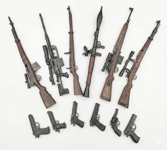 1 Arma para bonecos escala 1/6 - Rifles sniper M14 Springfield, RPG - pistola de brinde