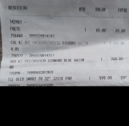 TV nova tirar diretamente na loja 