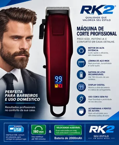 Máquina de Cortar Cabelo Profissional