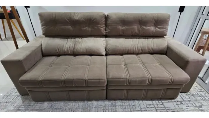 Sofá Retrátil e Reclinável 2,50m Suede Premium (Super Confortável)