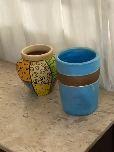 Lote com 2 Vasos Decorativos de Cerâmica - Seminovo