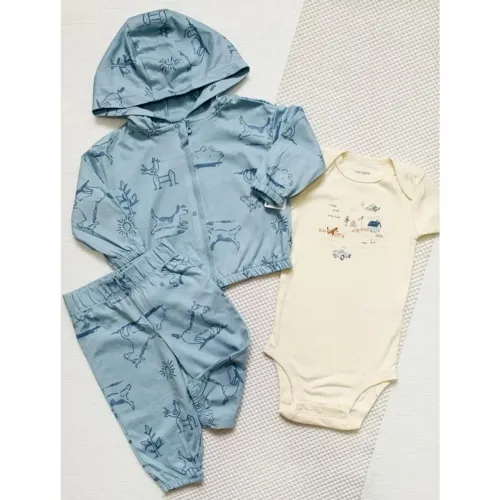carters: conjunto 3 peças calça, body e casaquinho bebê 12 meses