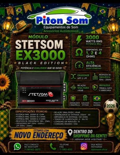 R$770,00 Módulo amplificador Stetsom EX3000 4 ohms, No dinheiro